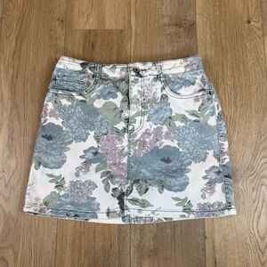 Urban Outfitters Floral Denim Mini Skirt